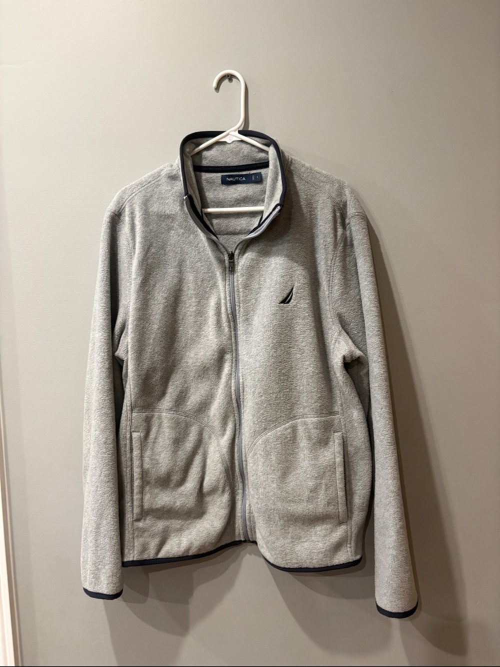 Nautica Gray Full-Zip Fleece Jacket with Sail Logo